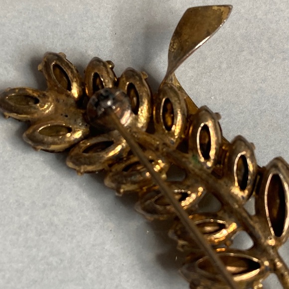 Vintage Coro Sterling Vermeil Wheat Brooch with Citrine Glass - Picture 12 of 13